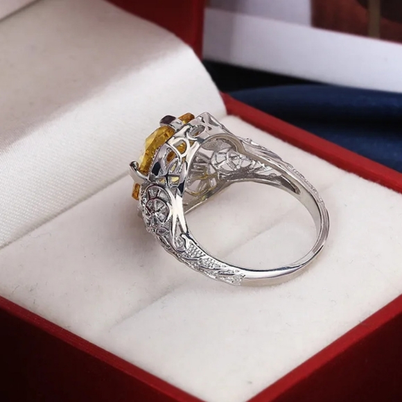 🎀925 Princess Cut Classin Citrine Ring - Picture 10 of 12